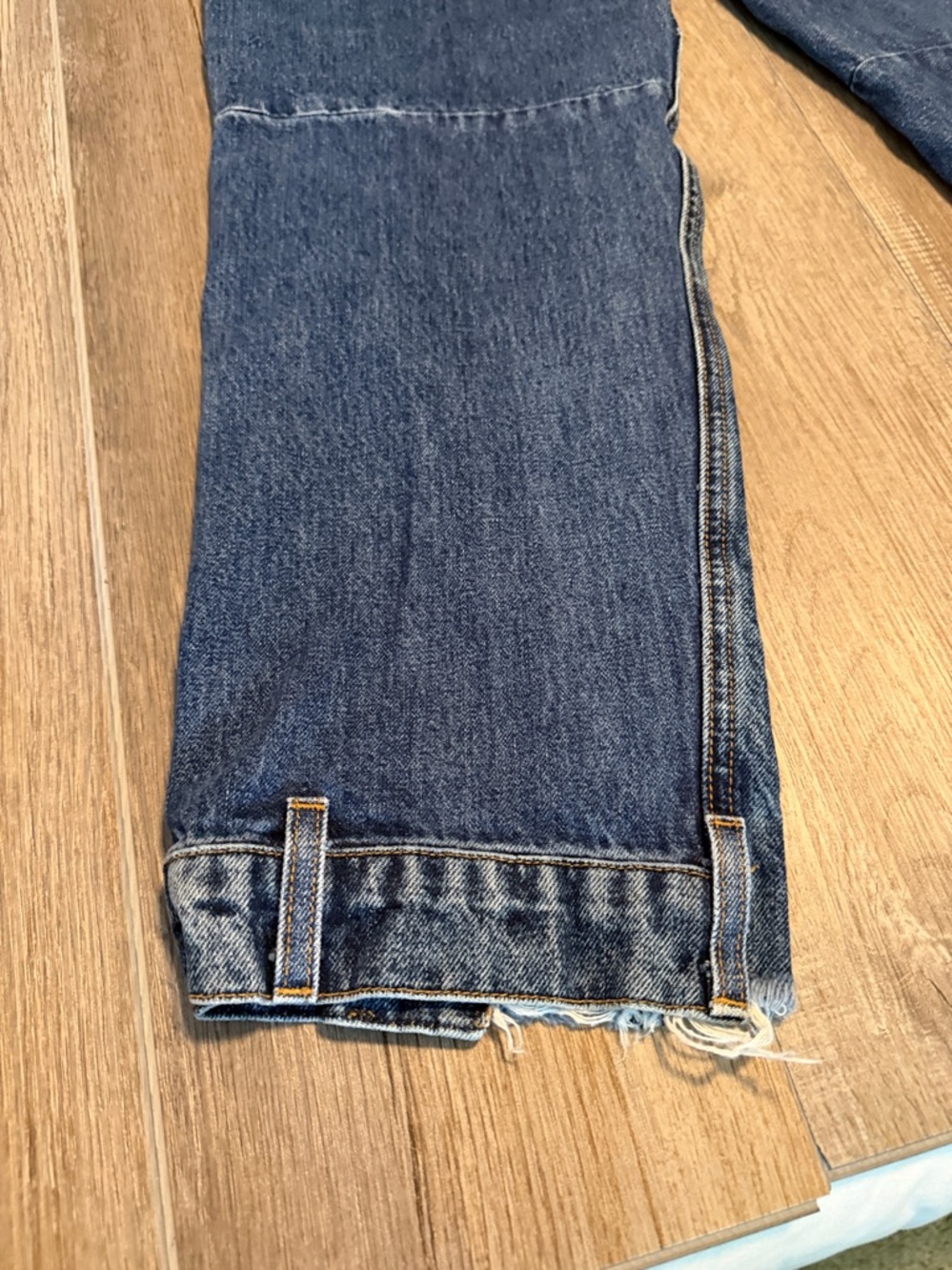 REVICE Two-Tone Patchwork Straight Jeans in Dark and Light Blue - Picture 8 of 9